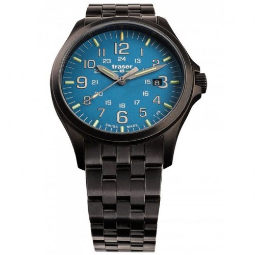 Traser H3 108740 P67 Officer GunMetal Skyblue Mens Watch 42mm 10ATM