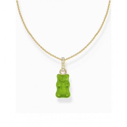 Thomas Sabo KE2209-414-6-L45V Gold-plated chain w. green Goldbears pendant 