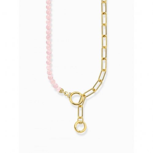 Thomas Sabo KE2193-414-9-L47V Gold-plated necklace w. link chain elements and pink beads 