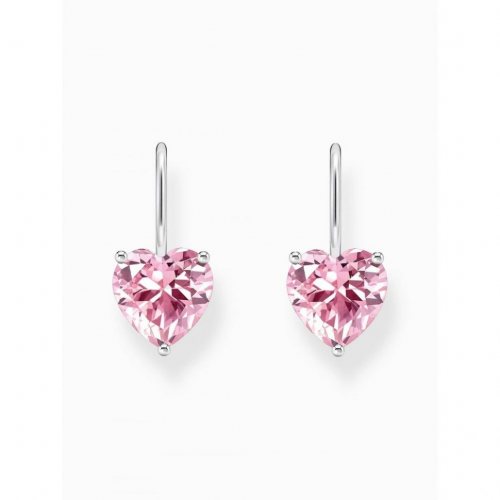 Thomas Sabo H2288-051-9 Silver dangle earring w. pink zirconia heart 