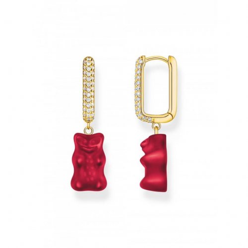 Thomas Sabo CR727-414-10 Gold-plated single creole with red gold bear in midi version Ladies