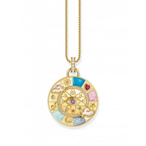 Thomas Sabo PE962-471-7 Gold-plated chain pendant w. wheel of fortune 