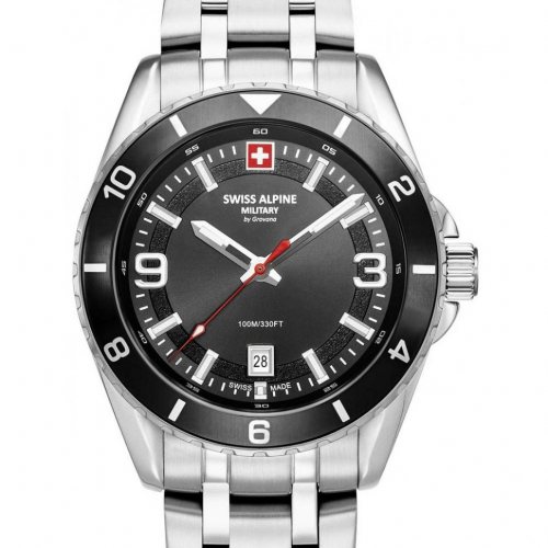 Swiss Alpine Military 7034.1137 Mens Watch Sierra silver black 42mm 10ATM