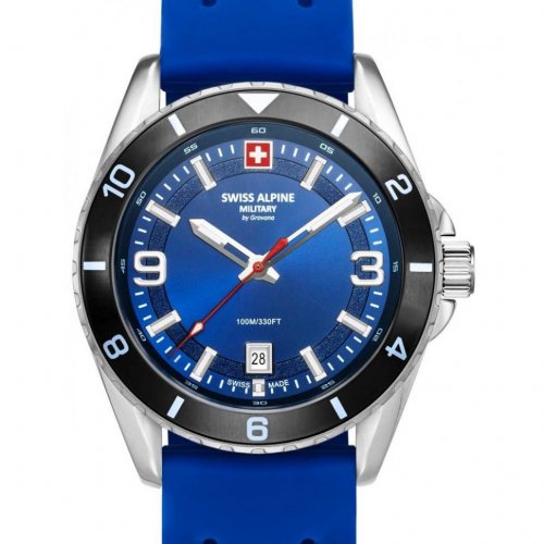 Swiss Alpine Military 7034.1836 Mens Watch Sierra silver blue 42mm 10ATM