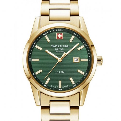 Swiss Alpine Military 7767.1114 Ladies Watch Argos gold green 34mm 10ATM