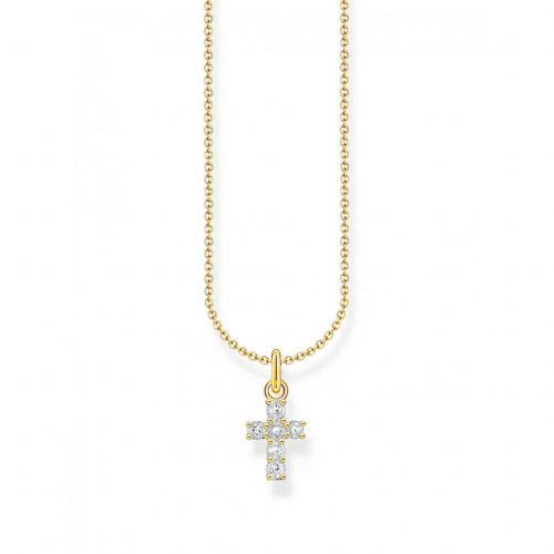 Thomas Sabo KE2226-414-14-L45V Gold-plated Necklace with Cross Pendant + Zirconia 38-45 cm Ladies