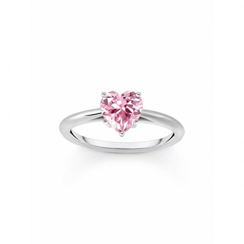 Thomas Sabo TR2476-051-9-56 Silver Ring with pink Stone in Heart Shape Ladies