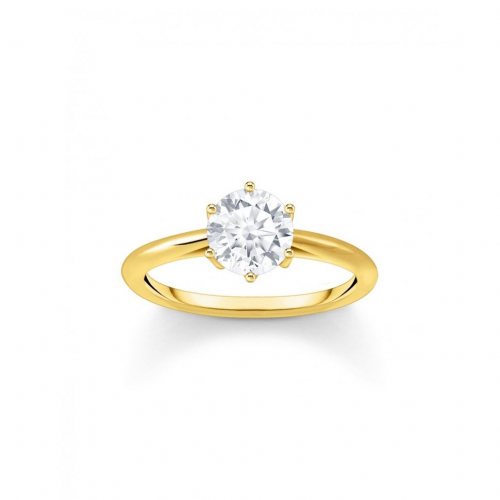 Thomas Sabo TR2474-414-14-54 Gold-plated Ring with white Stone in Brilliant-cut Ladies