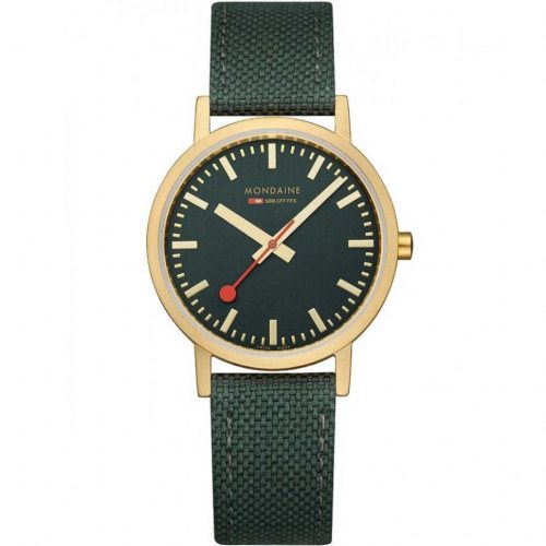 Mondaine A660.30314.60SBS Damenuhr Classic Grün und Gold 36mm 3ATM